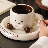 Cute Coffee Mugs 250ml 3D Foot Ceramic Mug with Saucer Heat-Resistant Drinking Cup for Tea Milk Cold Hot Beverages Desk Kitchen