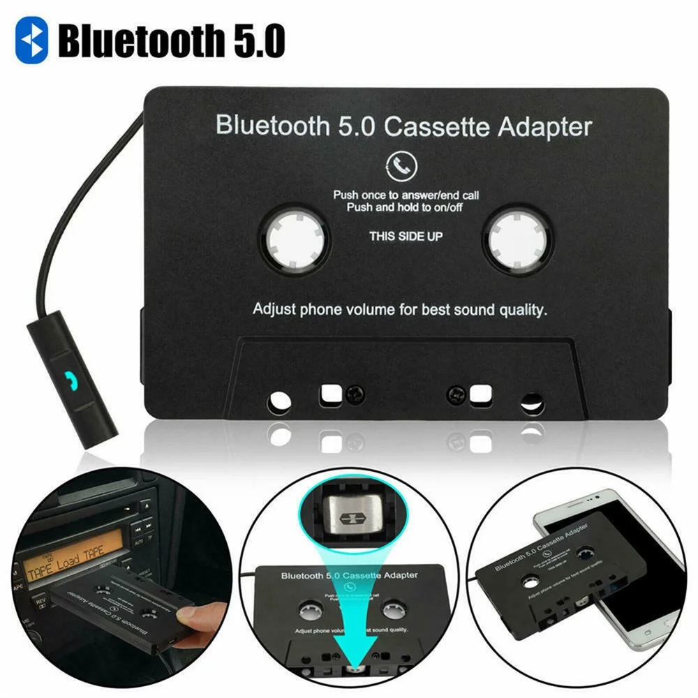 Universal Cassette Bluetooth 5.0 อะแดปเตอร์แปลงรถเทป Audio Cassette สําหรับอะแดปเตอร์เพลงสเตอริโอ Cassette พร้อมไมโครโฟน