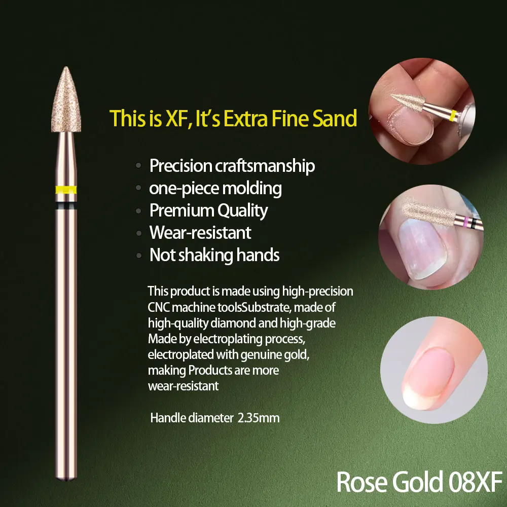 1Pcs Hohe Qualität Rose Gold Diamant Nagel Bohrer Für Maniküre Grat Häutchen Abgestorbene Haut Sauber Maniküre Bohrer Zubehör
