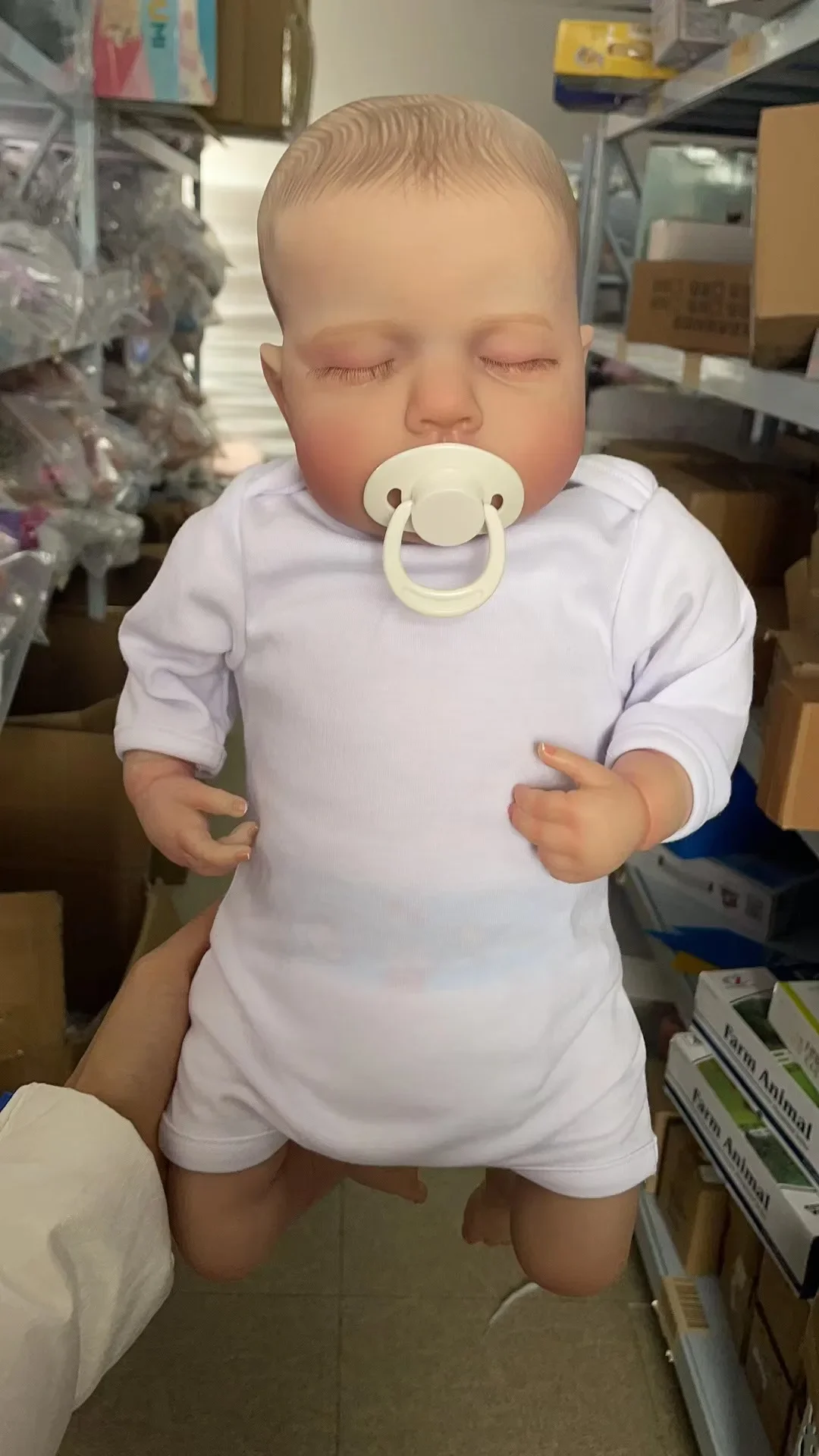 Bambola rinata d'arte da collezione di alta qualità LouLou da 19 pollici, realistica, morbida al tatto, con capelli disegnati a mano