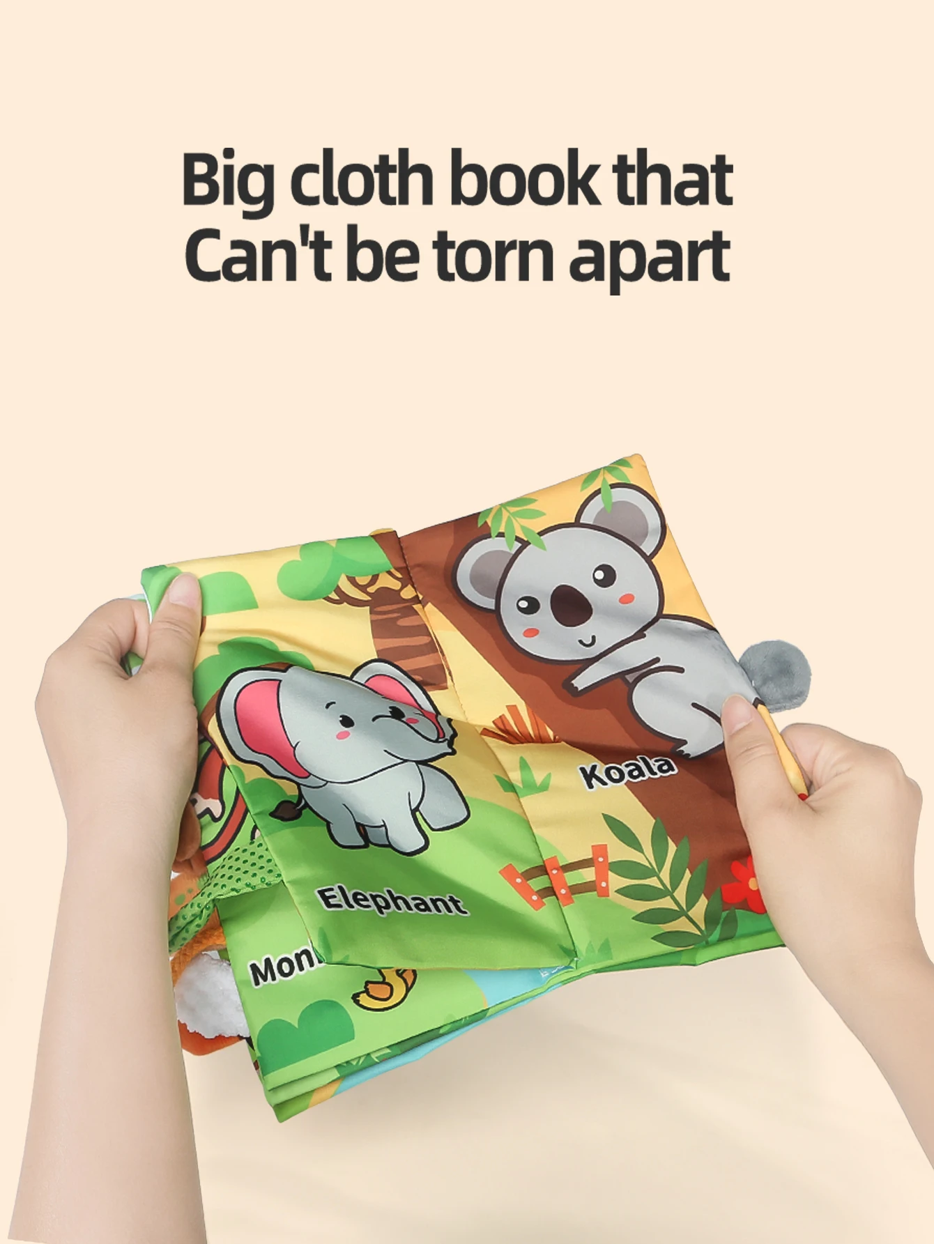 아기 동물 파티 천 책 6페이지 찢어지지 않는 촉각 꼬리 감각 부모-자녀 상호작용 초기 교육 장난감