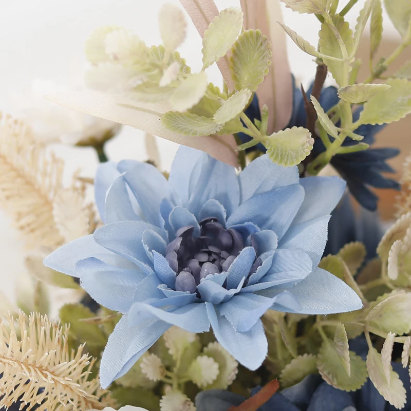 داليا روز ديزي زهور الخريف المزيفة زهرة اصطناعية الحرير المنزل عيد الميلاد عيد الحب باقة ديكور الزفاف العروس ديكور #4