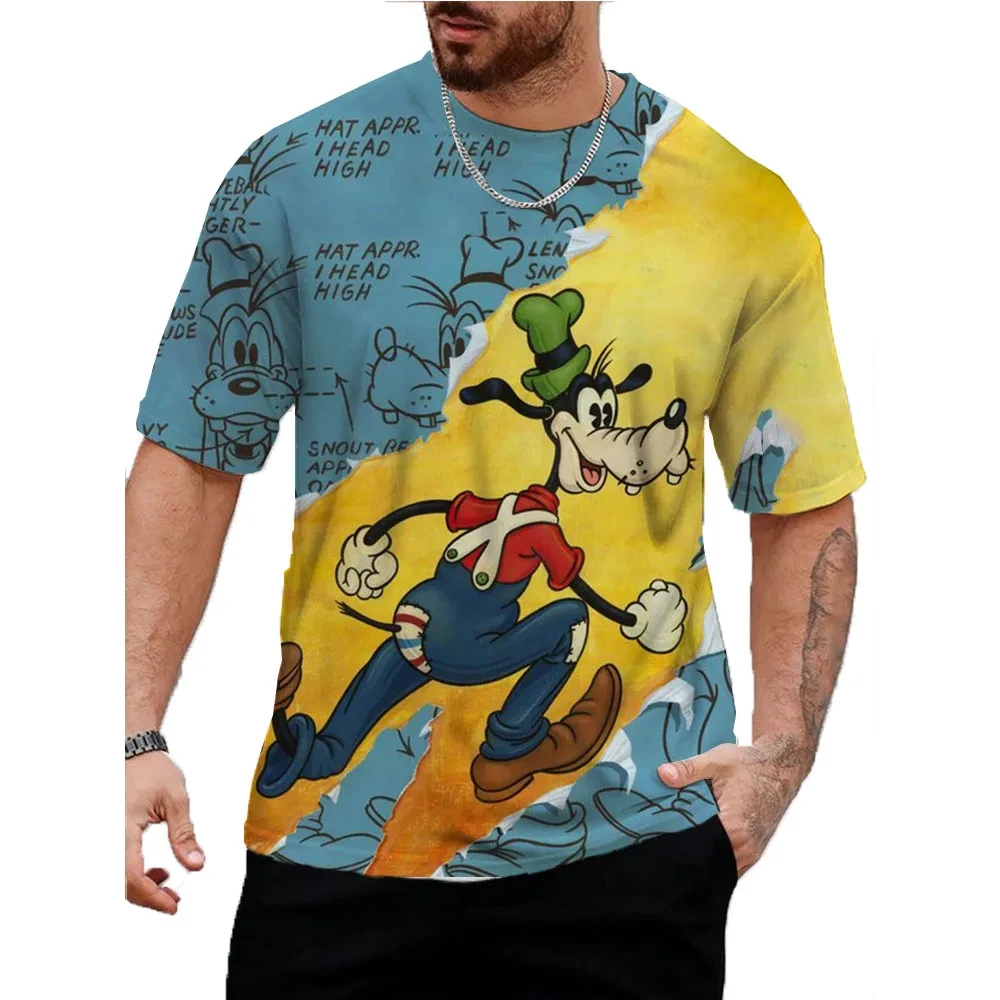 Disney Cartoon T-shirt Mężczyźni Kobiety Summer Fun Goofy 3D Print Tops Tees Męska moda Trend Odzież z krótkim rękawem Casual Streetwear