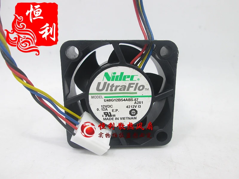 Nidec U40G12BS4AB5-57 DC 12V 0.12A 40x40x20mm 4-Wire Server Cooling Fan