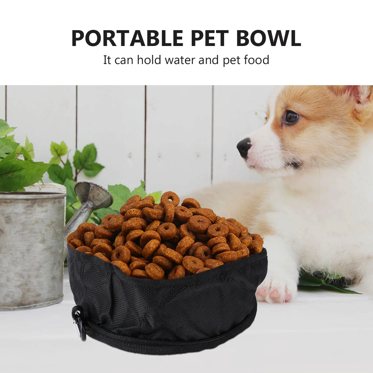 

Portable Waterproof 19x19cm Black Polyester Foldable Pet Food Water Pet Food Bowl Travel Bowl Cat Feeder Supplies