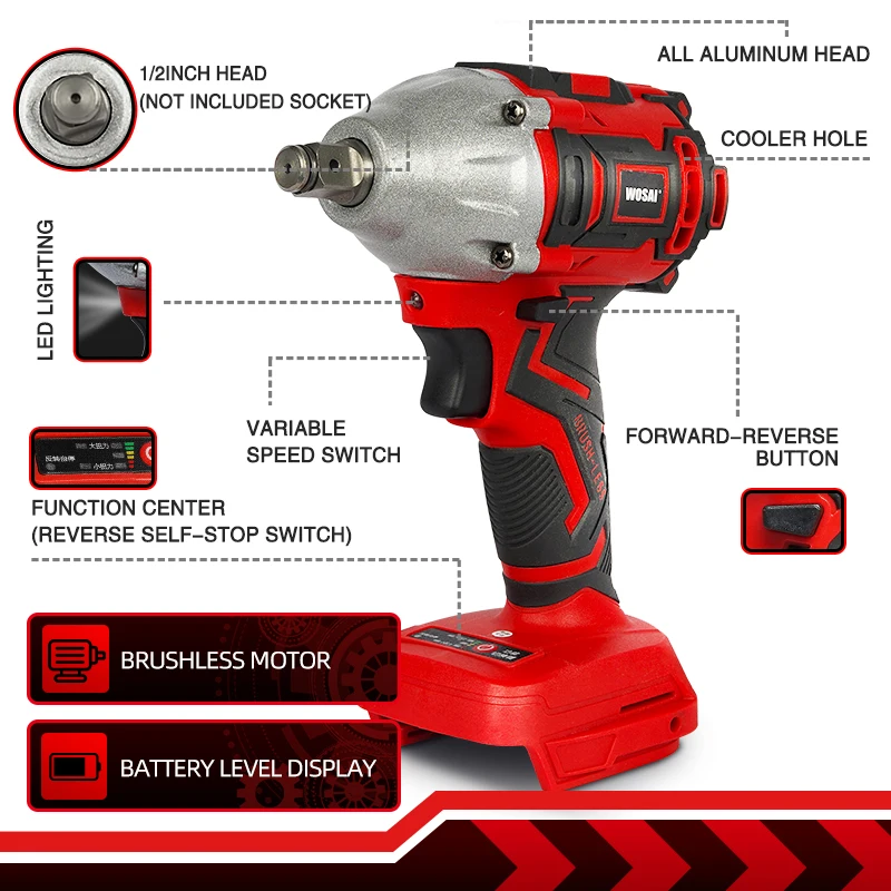 WOSAI serie MT chiave elettrica 20V motore Brushless avvitatore a percussione batteria ricaricabile agli ioni di litio trapano a mano a batteria