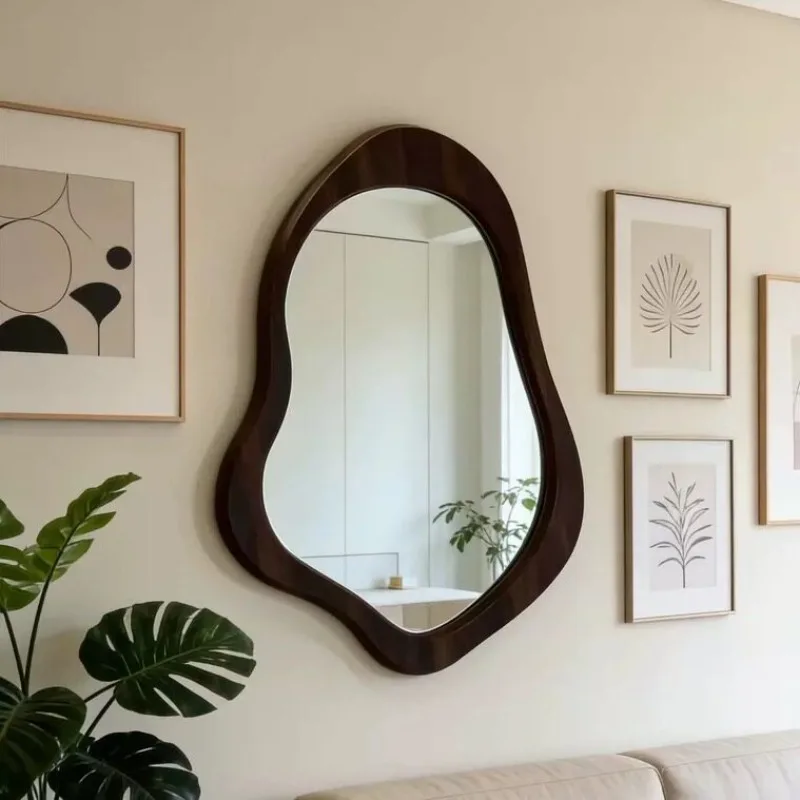 r*-Funky Wavy Mirror Wall Modern Irregular Makeup Aesthetic Nordic Cloud Mirror Asymmetrical Decoration Espelhos Home Products
