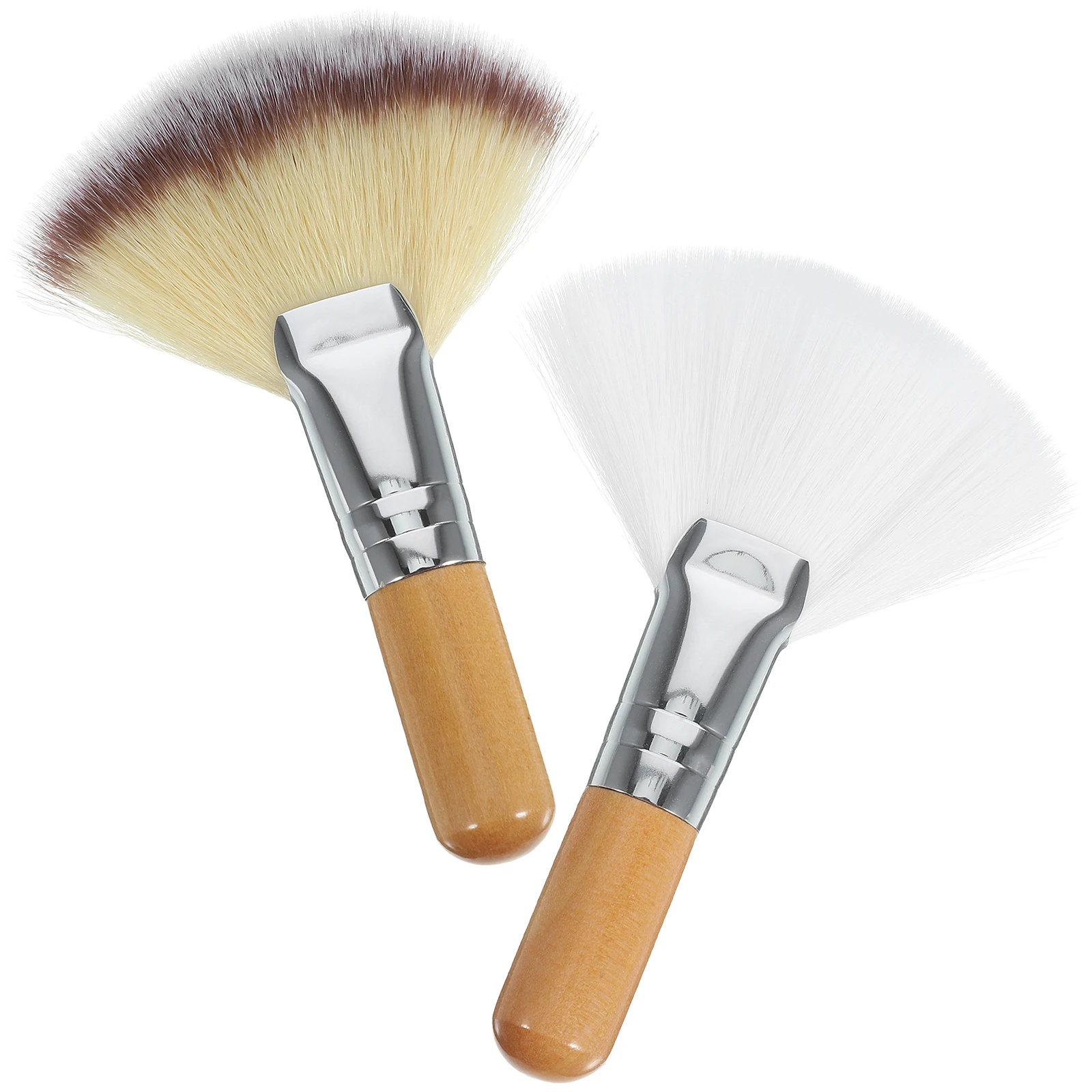 2 uds ventilador cepillo de maquillaje cara polvo suelto resaltando rubor cerdas suaves cepillo de maquillaje Facial para mujeres Facial para polvo suelto