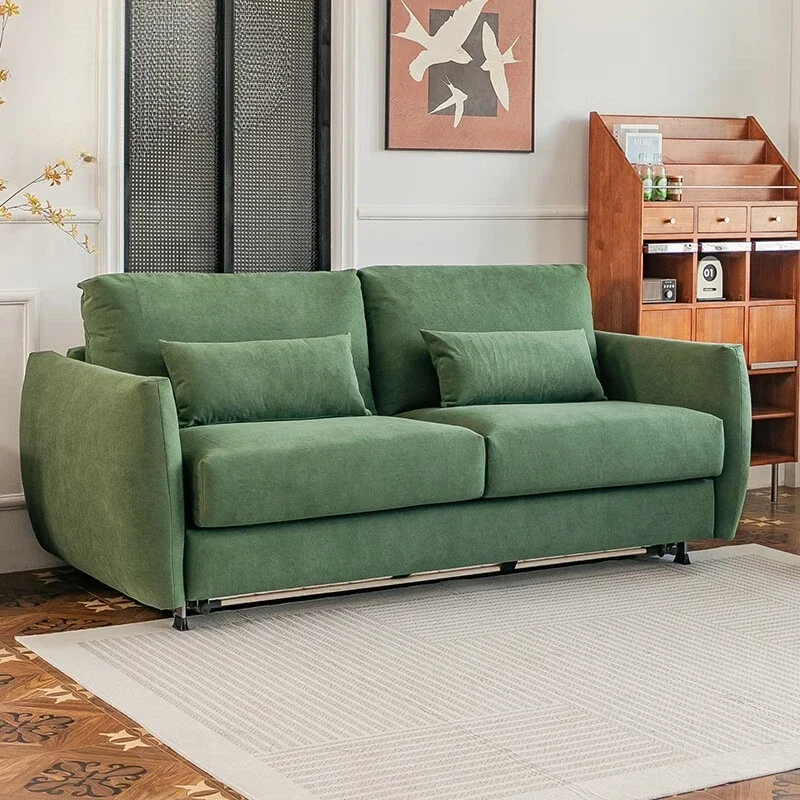Leather sofa bed integrated dual-purpose, folding small apartment new multi-functional flipped sofa bed with mattress