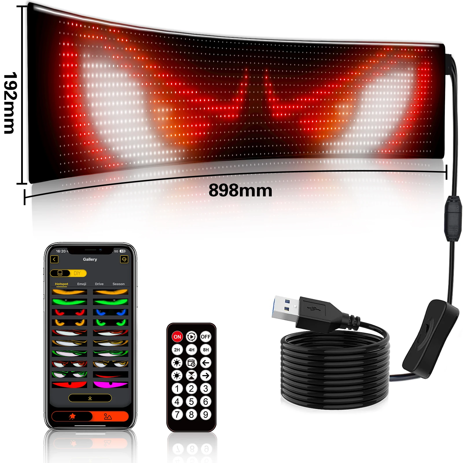 Flexible Programmable LED Matrix Panel Sign 5V USB Scrolling Display with APP Remote Control DIY Pixel Light Board for Car Store