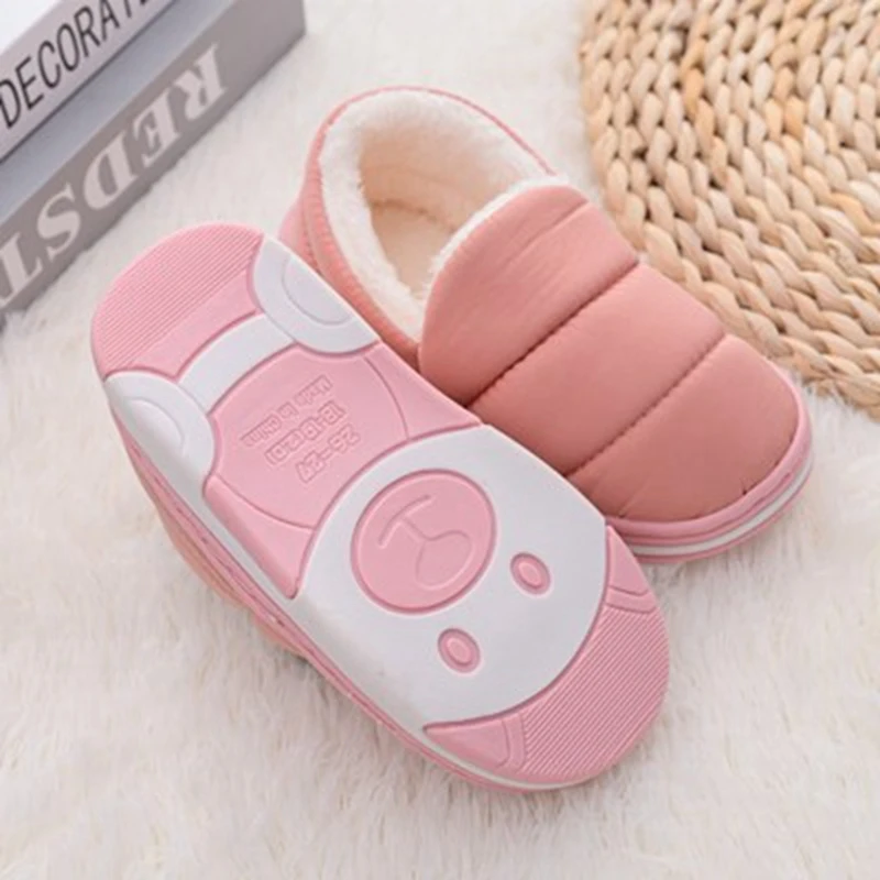 Toddler Baby Boy Slippers for Girl Winter Warm Casual Garden Shoes Waterproof Anti-slip Sole Loafers Classic Solid Kids Footwear