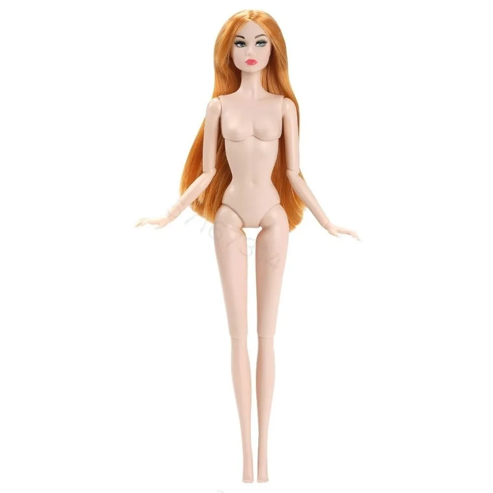 Muñeca de Moda Europea de 32 cm, Supermodelo Desnuda con Articulaciones Móviles, Tendencia de Maquillaje, DIY, Vestir, Piel Blanca con Cabello, Figura de Cuerpo para Niñas