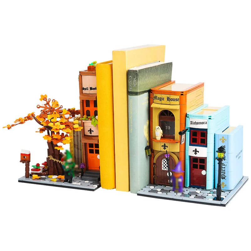 Edificios modulares de expertos creativos MOC 66009 sujetalibros mágicos casa estantería modelo 1488 Uds bloques de construcción rompecabezas de ladrillo juguetes regalo