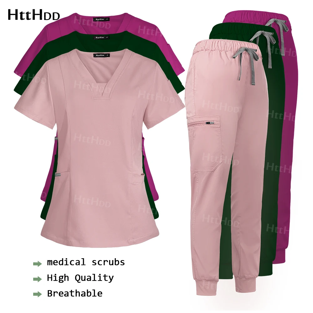 

Wholesale Nursing Uniform Scrub Sets High Quality Breathable Medical Workwear Classic Colors Lab Coat Dental Clinic Cleaning Set