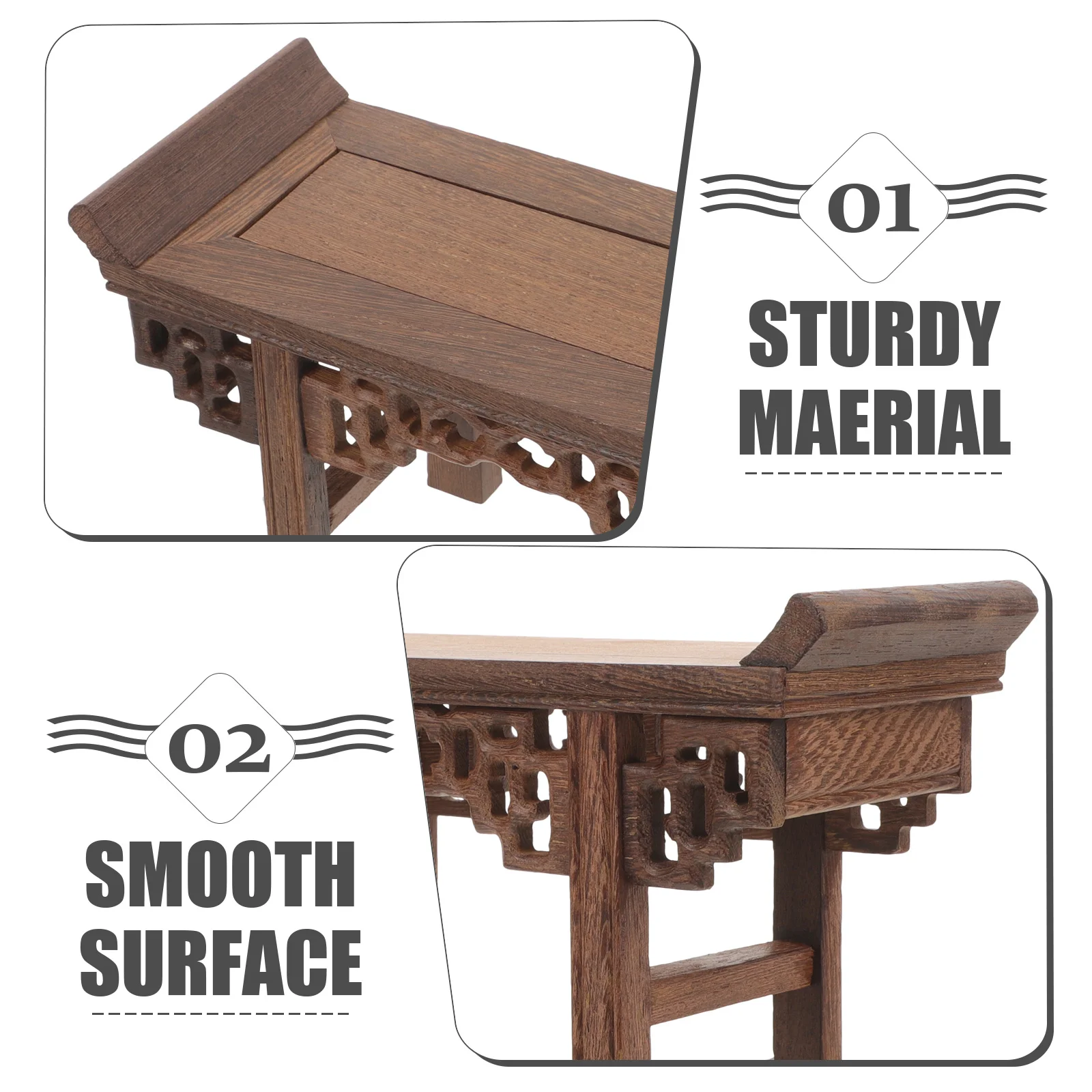 

Exquisite Rectangular Wooden Flowerpot Display Stand Home Office Decorative Pedestal Handicraft Statue Planter Rack