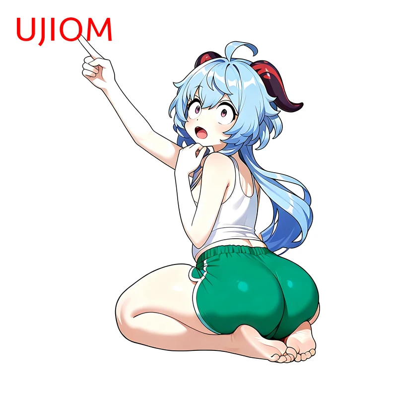 UJIOM Lovely Genshin Impact Ganyu Wall Sticker Premium Design Sitting Posture Adhesive Decal Switch Wall Decor Accessories