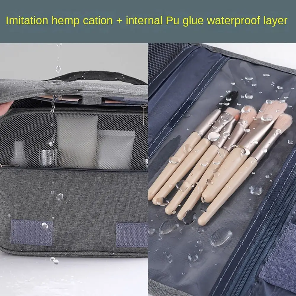 Bolsa de aseo portátil de viaje de gran capacidad con gancho colgante, organizador de cosméticos impermeable, bolsa multifuncional resistente al agua