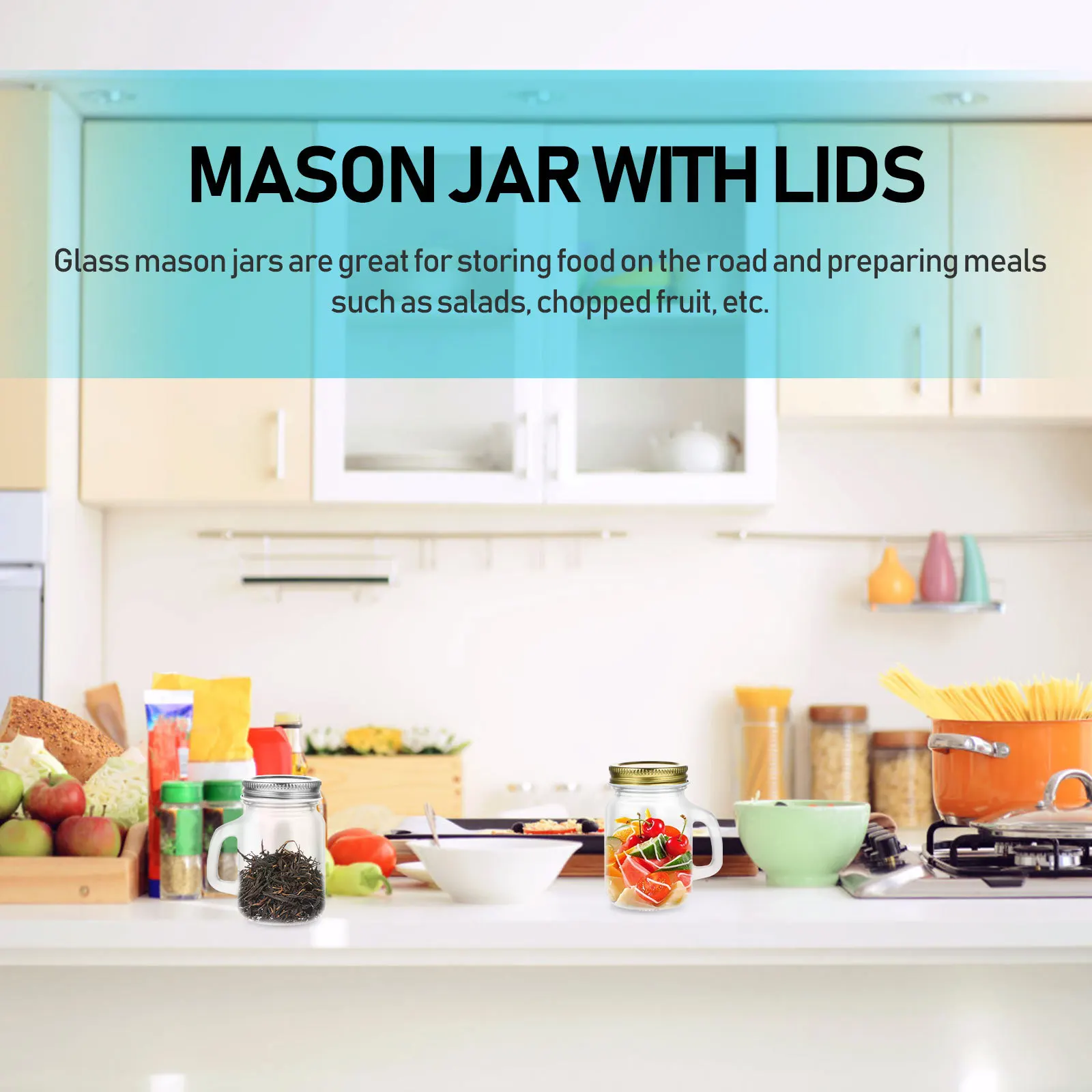 

6Pcs Mason Jar Glass Containers Airtight Lids Transparent Jars for Salad Candy Food Storage Jars Jar with Lids