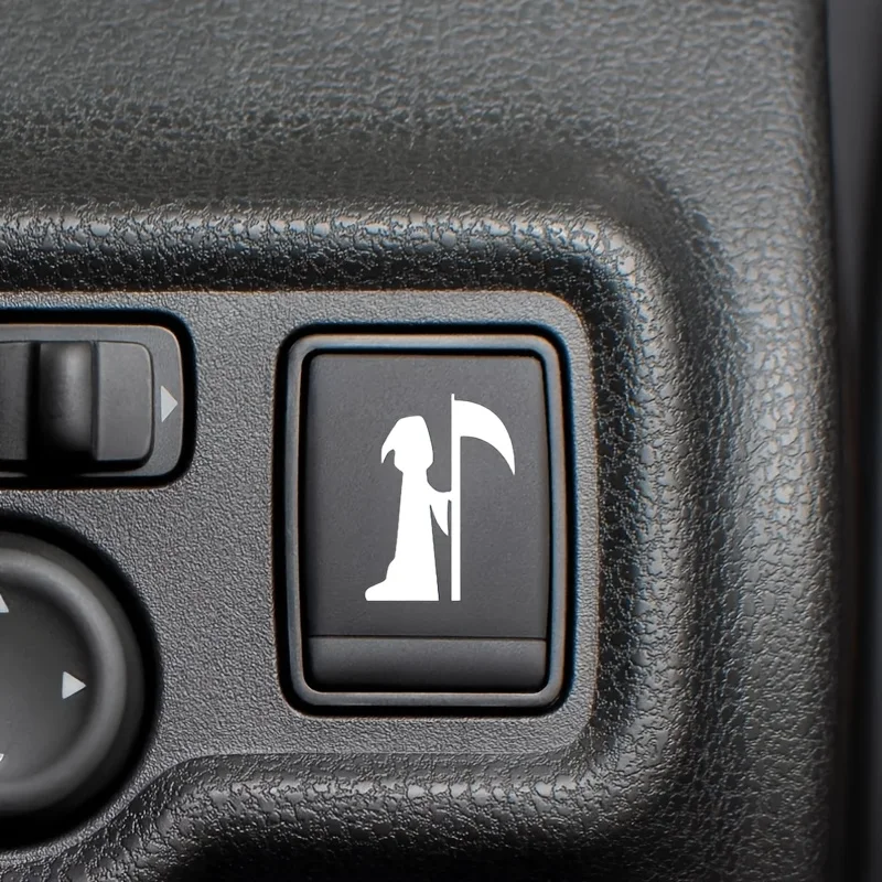 2Pcs Grim Reaper Button Stickers Blank Button Decals For Car Interior Decor Accessories