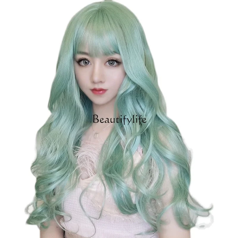 Wig Female long hair fluffy big wavy long curly hair full hood