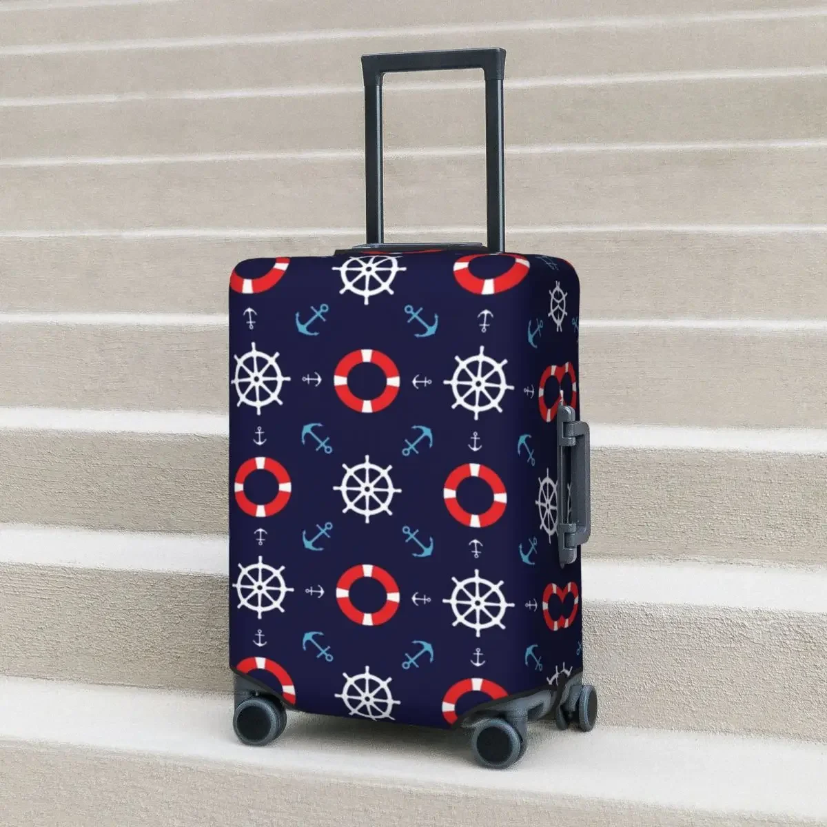 Nautical Sailors Pattern Suitcase Cover Anchor Print Business Vacation Strectch Luggage Accesories Protector