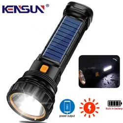 Multi-function Solar LED Flashlight Lanterna Outdoor Long Range Torch Emergency Power Bank LED Solar Flashlight