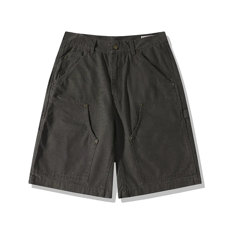 American Retro Workwear Lumberjack Pants Amikage Striped Workwear Shorts Canvas Five Inch Shorts Men's Pure Cotton Shorts