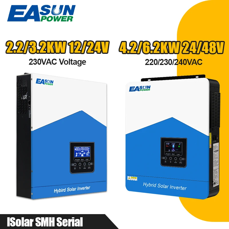 EASUN Solar Inverter 2.2/3.2/4.2/6.2KW 12/24/48V Pure Sine Wave Hybrid Solar Inversor With 80/120A Power Controller NO VAT MPPT