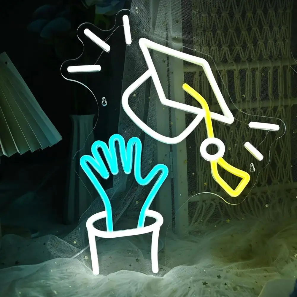 Insegna al neon per laurea Lampada per insegna al neon a LED alimentata tramite USB con luminosità regolabile Senza sfarfallio Parabiti per laureati