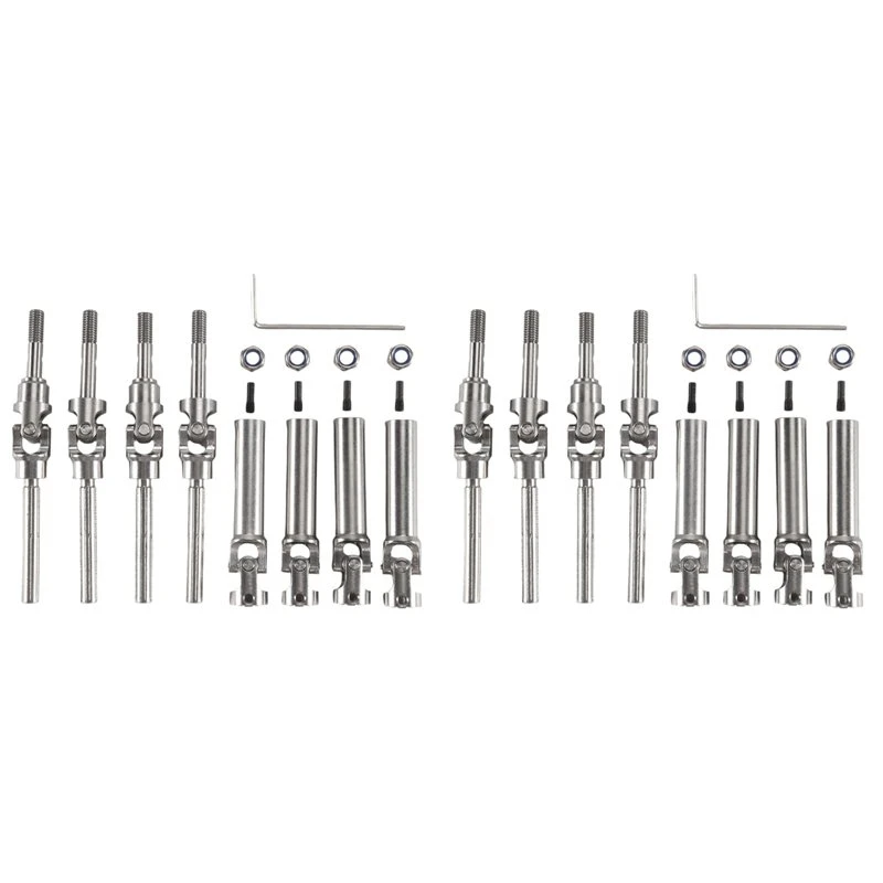 WOTT-8Pcs Metal Stainless Steel Drive Shaft CVD For 1/10 Traxxas Slash Rustler Stampede VXL 4X4 4WD RC Car Upgrade Parts