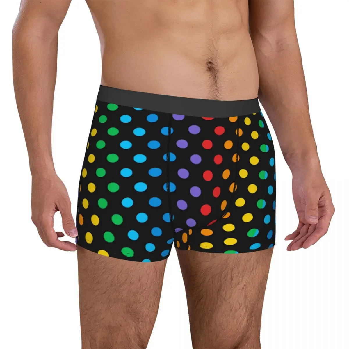 Rainbow Polka Dot Underwear Colorful Print Men Shorts Briefs Soft Trunk High Quality Printed Plus Size Panties