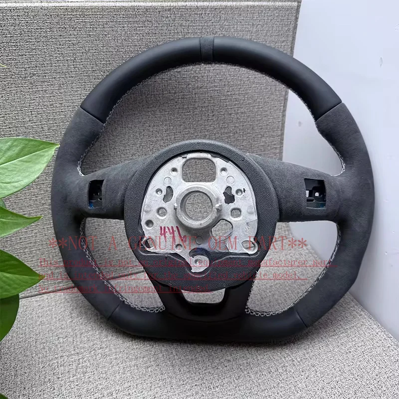 For Audi Flat Bottom Steering Wheel Horn Cover Two Side Suede Leather For A3 8V A4 B8 A5 A7 Q3 Q5 Q7