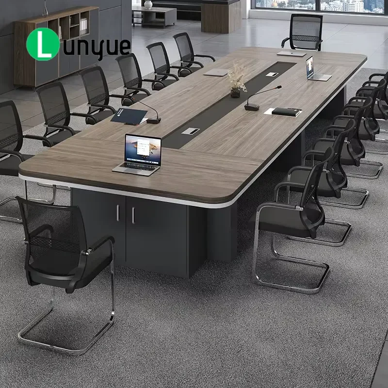 Modern Conference Table Office Desk Group Meeting Room Furniture Large Size Durable Wood Business Workspace Professional