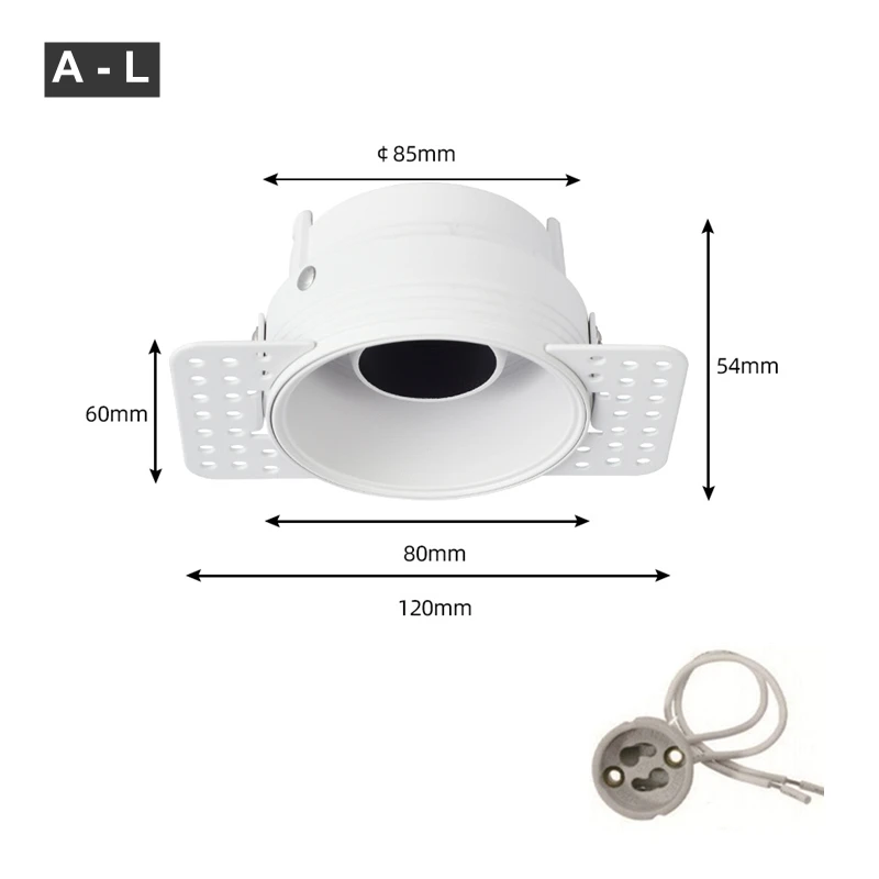 DL013 Trimless Pleisterwerk LED Downlight Beugel Verstelbare Inbouw Plafondspot Frame Socket GU10/MR16 Lamphouder Fitting