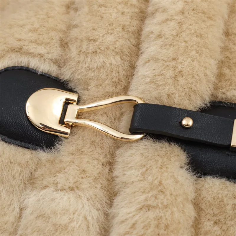 Damesjas 2025, herfst nieuwe stijl kaki mouwloos vest met touwknoopgesp en fleecevoering, uniek en modieus