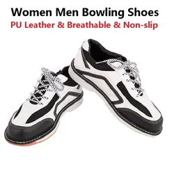 Couple Right Hand Anti-slip Bowling Shoes Women Men Breathable PU Leather Bowling Sneakers Sweat Absorption Soft Athletic Shoes