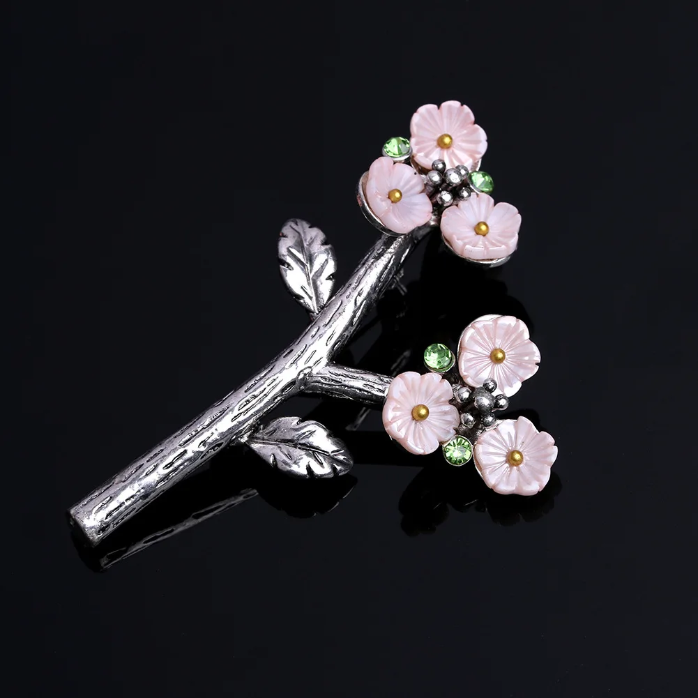 Vintage Women Brooch Trendy Enamel Natural Stone Lapel Pins Cute Plant Accessories For Office Party Meeting Luxury Jewelry