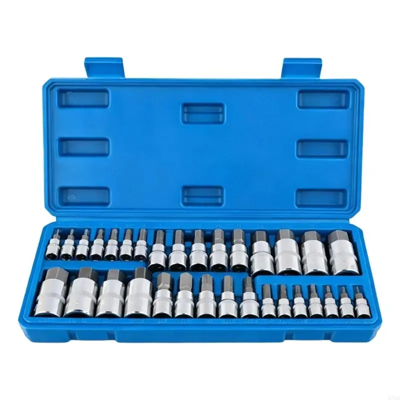 Internal Drive Bit Set Mixed-Size Steel for Square-Drive Repair Tool with Storage Case and Daily Workshop Use 87HA