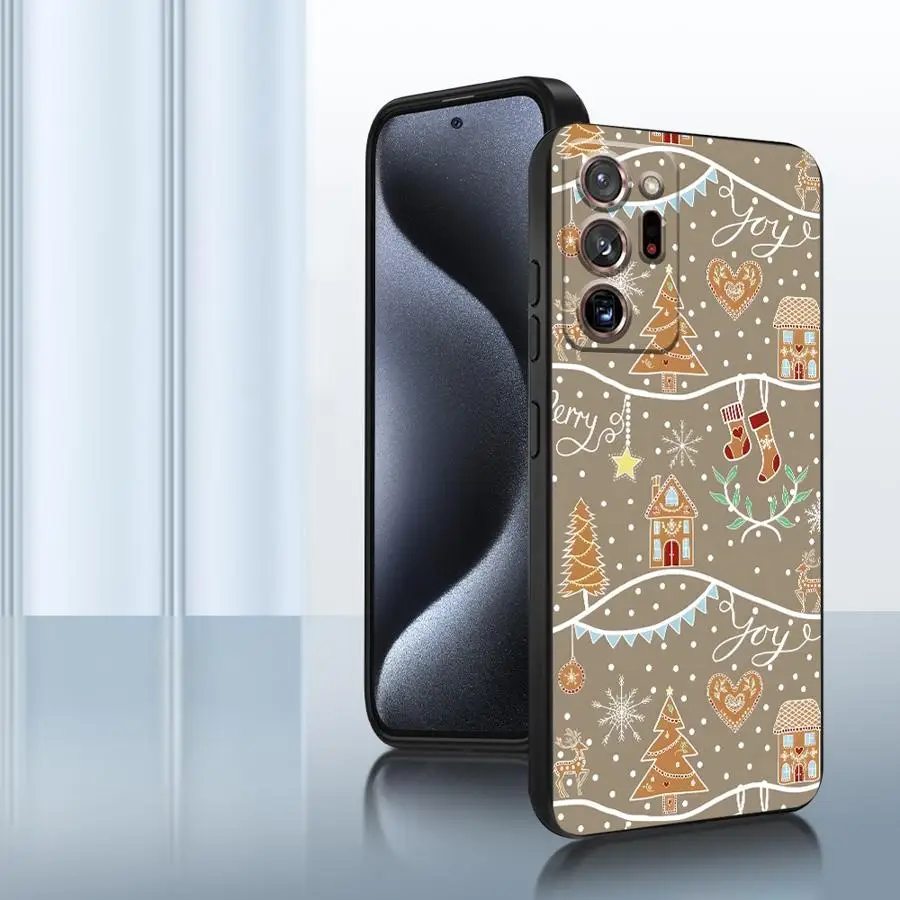 حافظة لهاتف سامسونج جالاكسي نوت S8 9 S10 8 S9 20 Ultra 10 Plus غطاء هاتف ناعم أسود كارتون عيد الميلاد #4