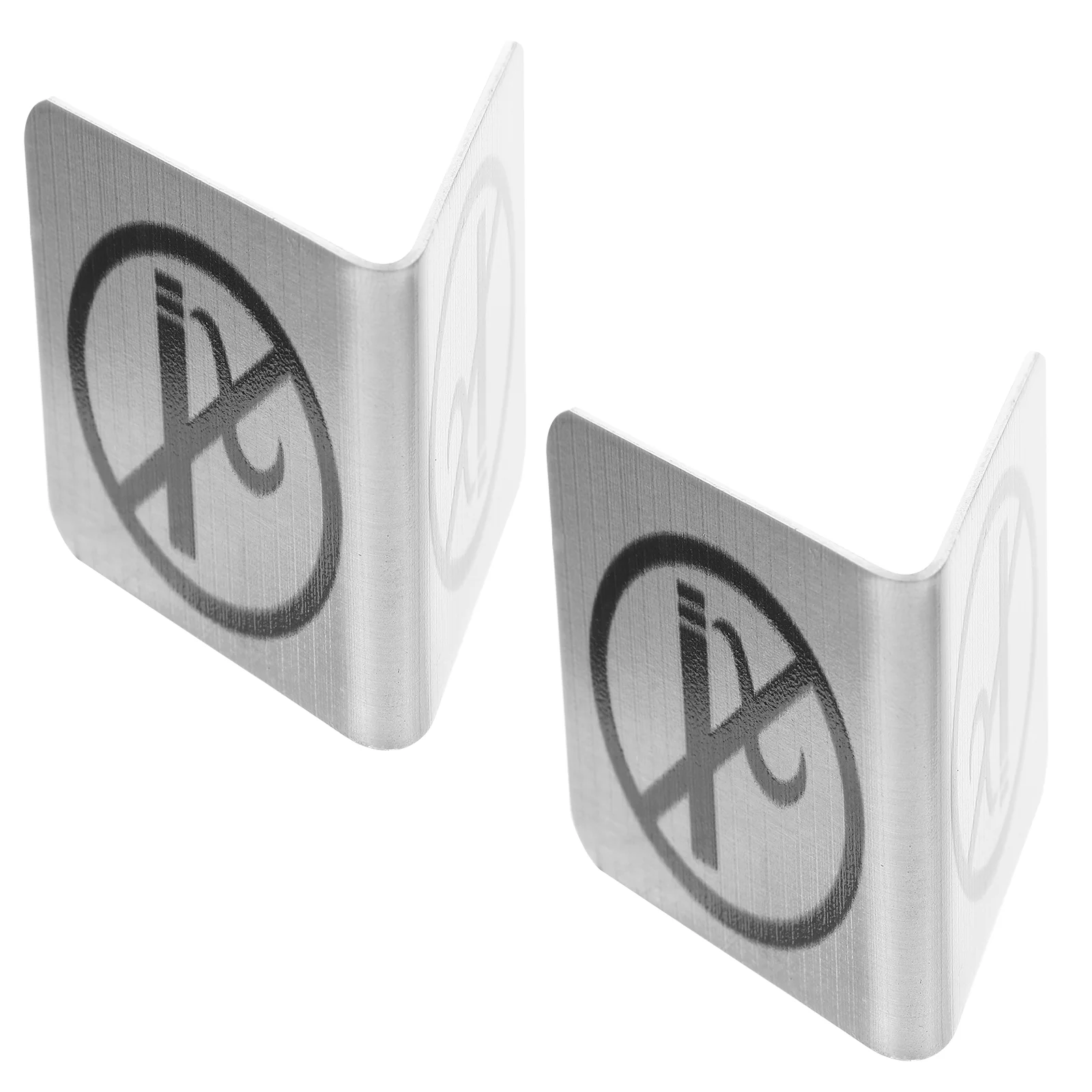 3 PCS No Smoking Sign Tabletop No-Smoking Indicator Warning Indoor Card Stainless Steel Public