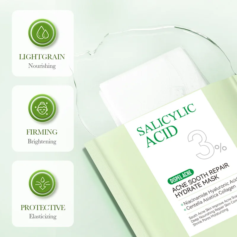 1/3/5/10PCS Face Care Facial Mask สิวถอด Soothing Repairing Hydrating Salicylic Acid Facial Mask