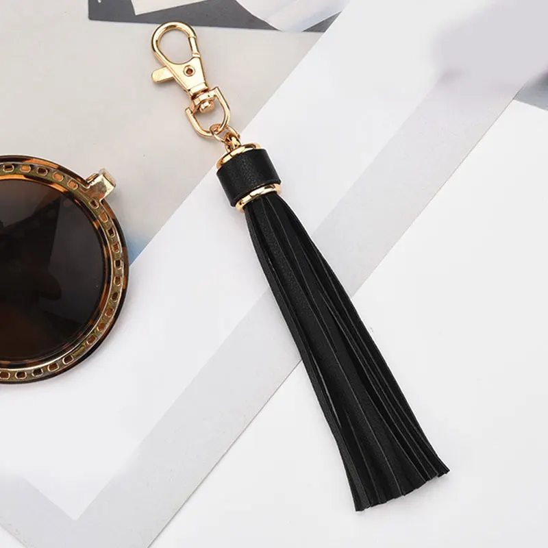 New Fashion Tassel Key Chain Women Cute Tassel KeyChain Bag Accessory PU Leather Tassels Car Key Ring Fringe Jewelry