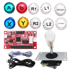 Kit DIY de Arcade inalámbrico con Bluetooth, placa codificadora USB de retardo cero, botón de Joystick transparente Sanwa para PC Raspberry PI PS4