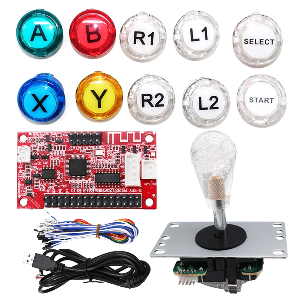 Arcade DIY Kit Wireless Bluetooth Zero Delay USB Encoder Board Sanwa Transparent Joystick Button to PC Raspberry PI PS4  Stick