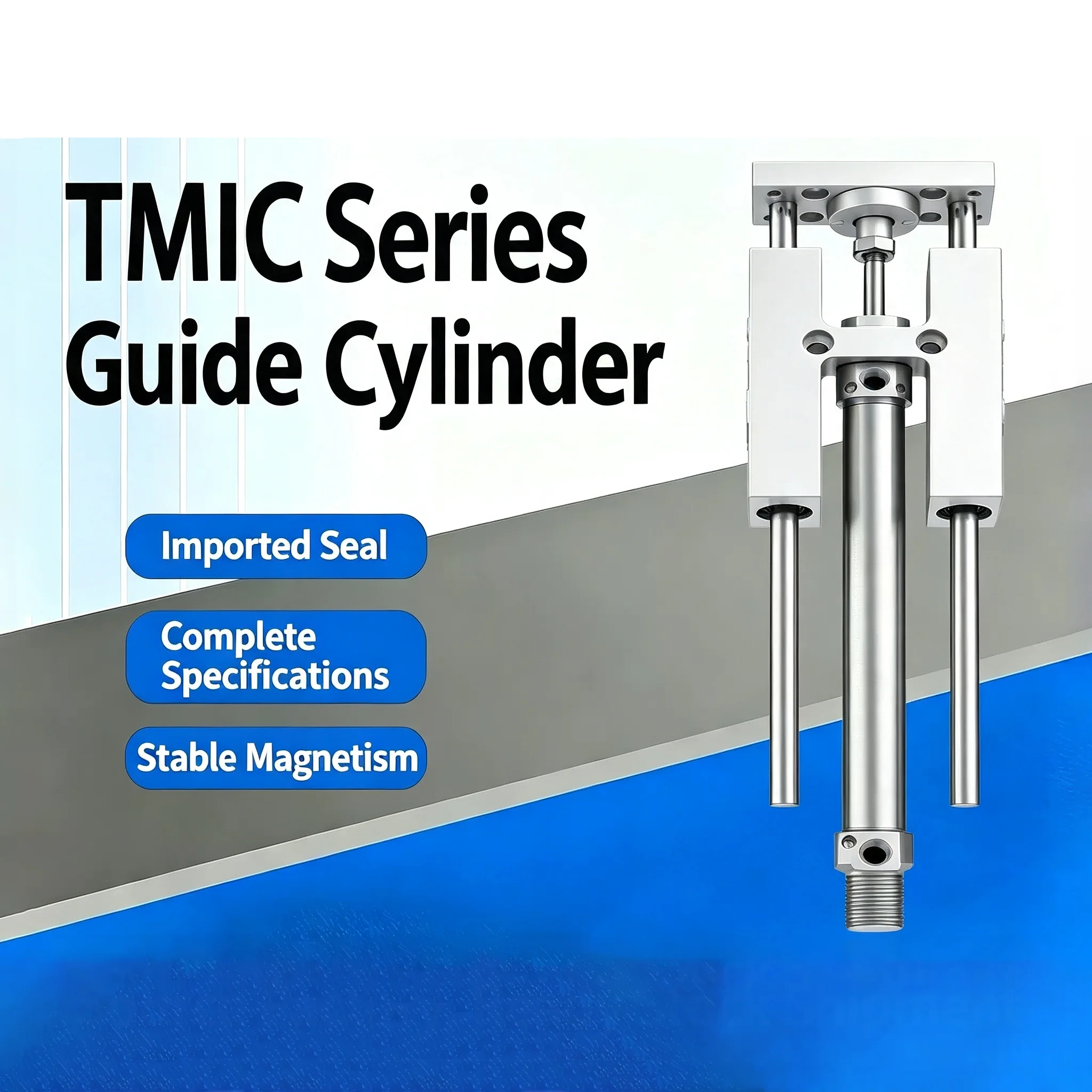 TMIM/TMICM/TMICL Series Airtac Style Compact Guide Rod Pneumatic Cylinder Triple-Shaft Magnetic Double Acting Thin Air Cylinder