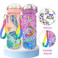 600ml Decorate Water Bottle with Glitter Diamond Diamond Stickers Bottle DIY Portable Water Bottle Diamond Painting Crafts