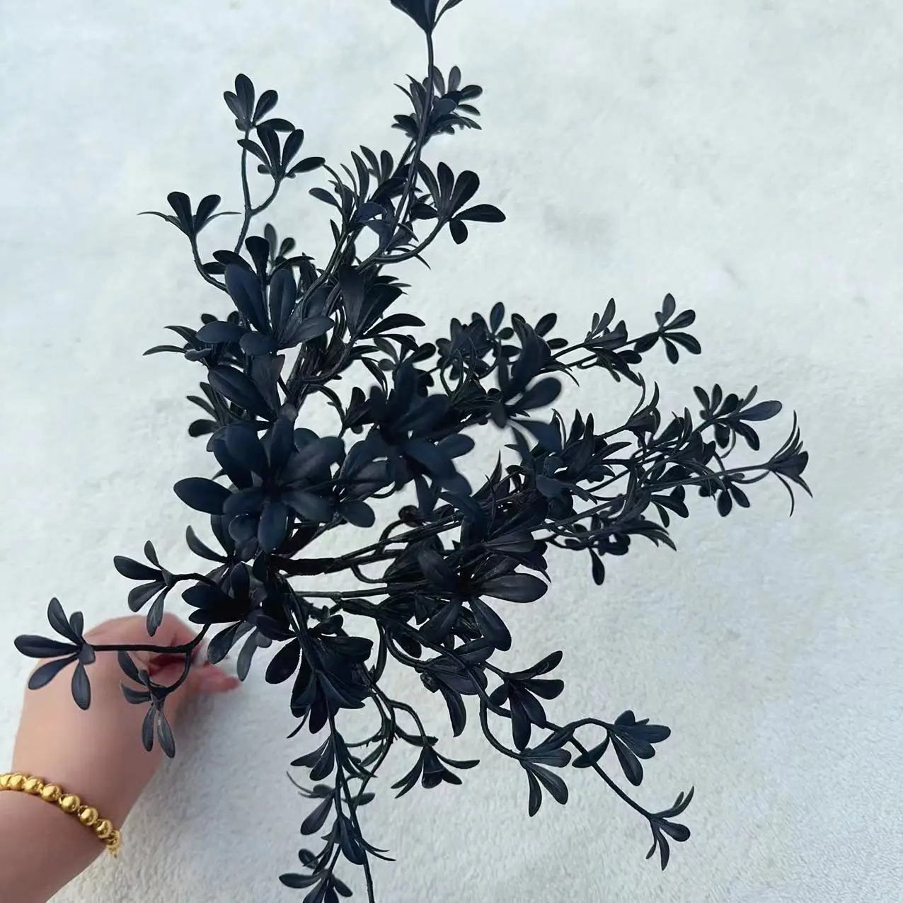 1pcs Black Halloween Artificial Flower Silk Plants Leave Branch Bamboo Dahlia Party Event Floral Bouquet Home Table Decor