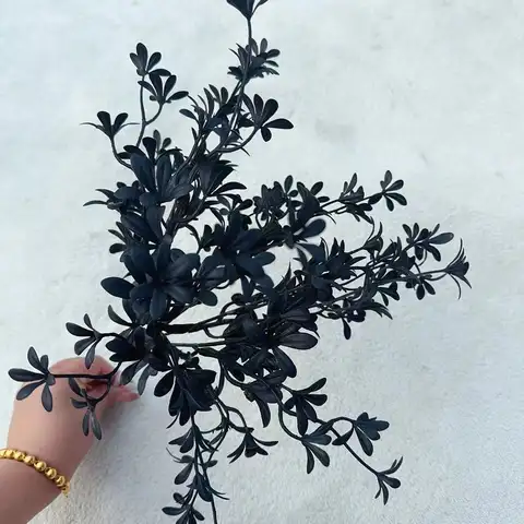 1pcs Black Halloween Artificial Flower Silk Plants Leave Branch Bamboo Dahlia Party Event Floral Bouquet Home Table Decor