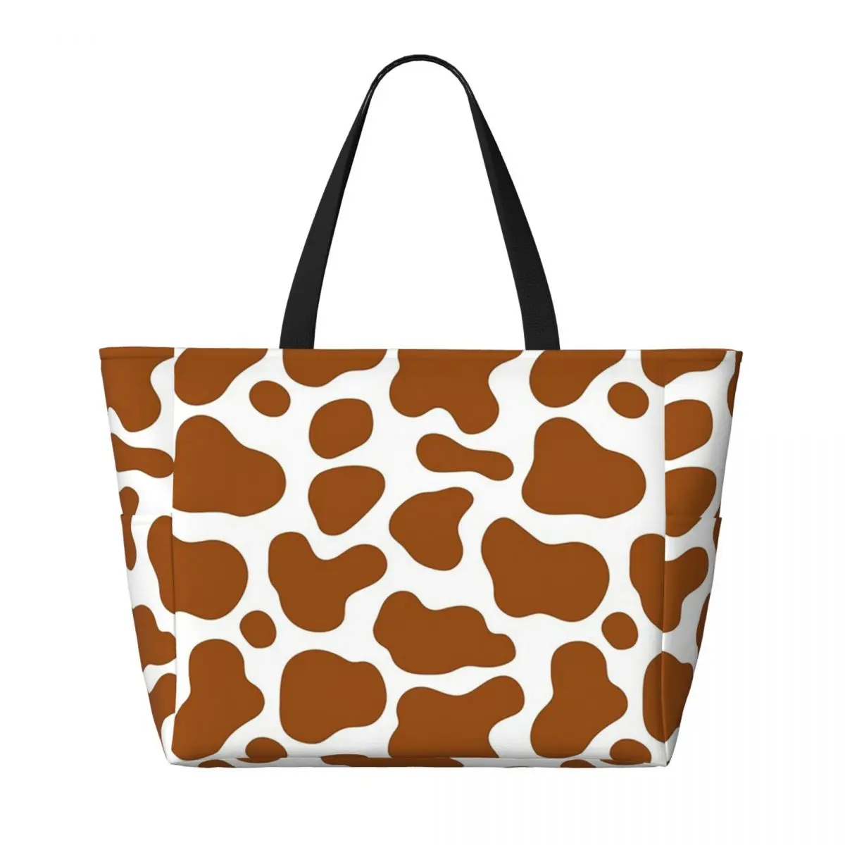 Cow Brown Spots Cute Cow Skin Pattern Beach Tote Bag Sport Gym Yoga Duffle Large Tote Bag Women Travel Bag Fitness bag