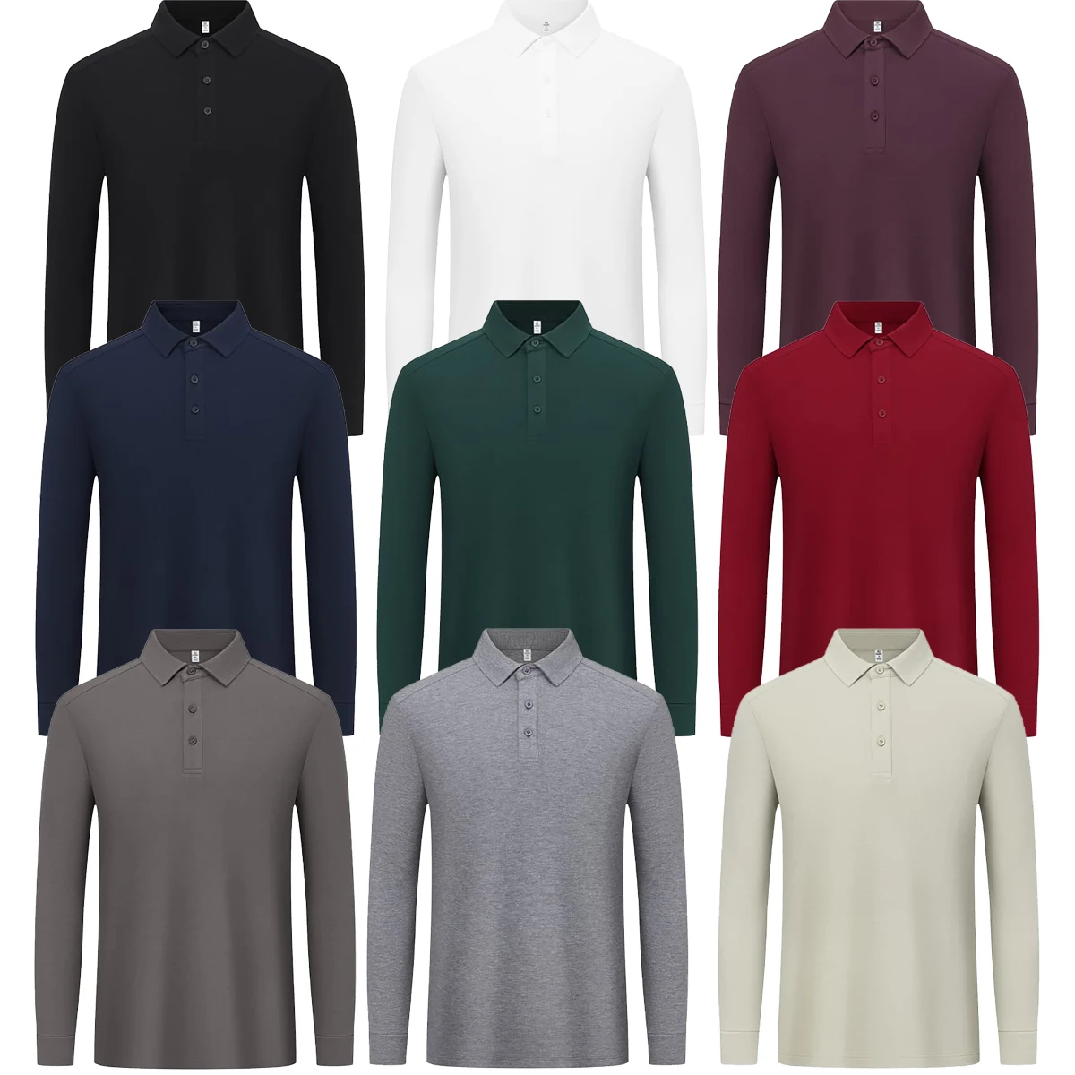 

Men's Pure Cotton Long Sleeved POLO Autumn Winter Team Workwear Youth Top With Multiple Color Options